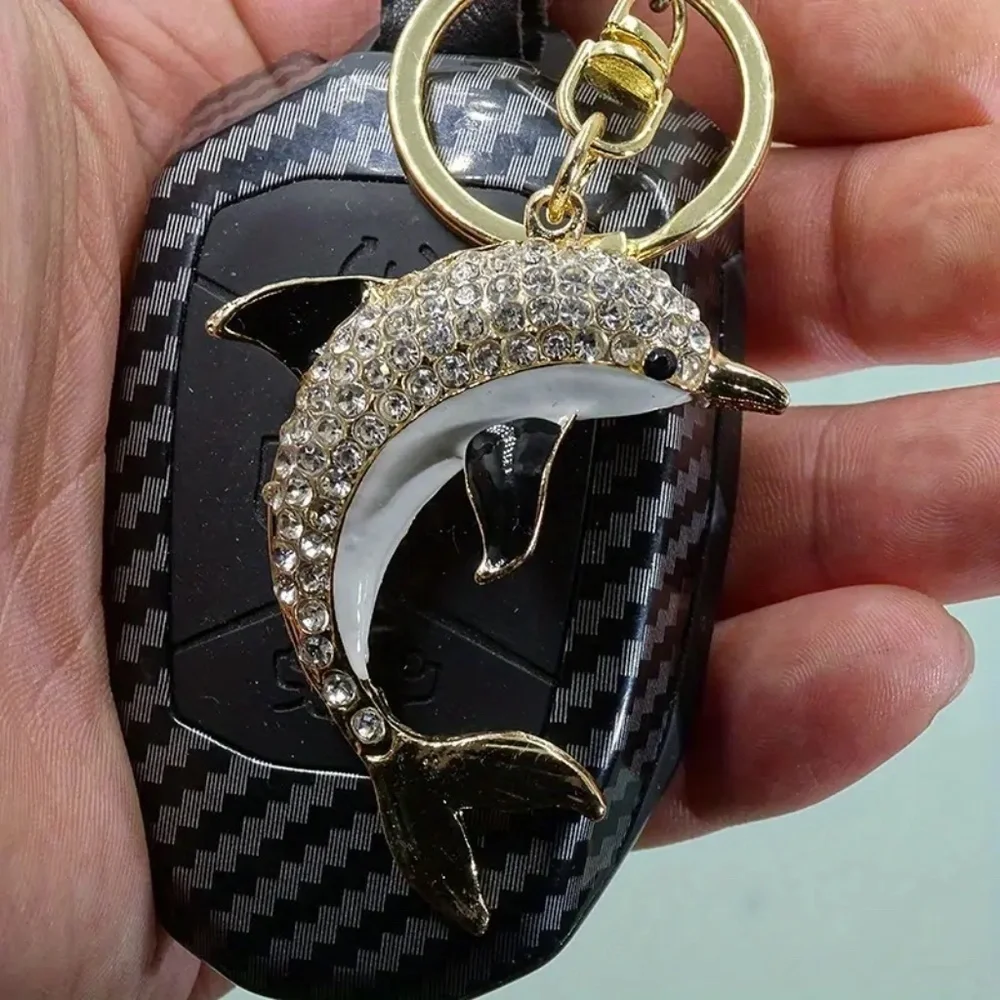 Rhinestone Dolphin Keychain